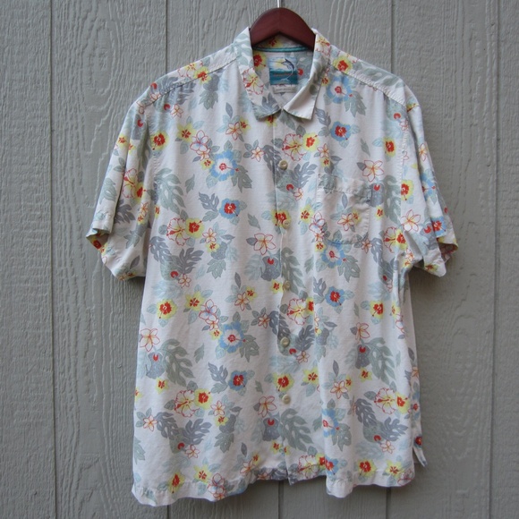 Tommy Bahama Shirts Mens XXL Floral Hawaiian Silk Cotton Button up Beach - Picture 1 of 13